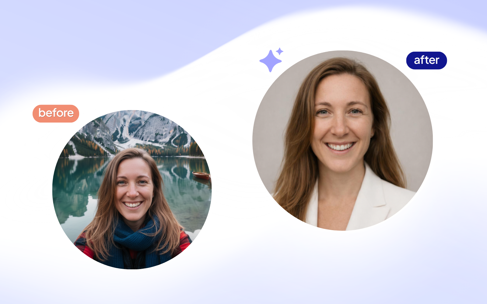 AI Photo Maker preview showing a studio-quality professional headshot inside Succefy Resume Builder.