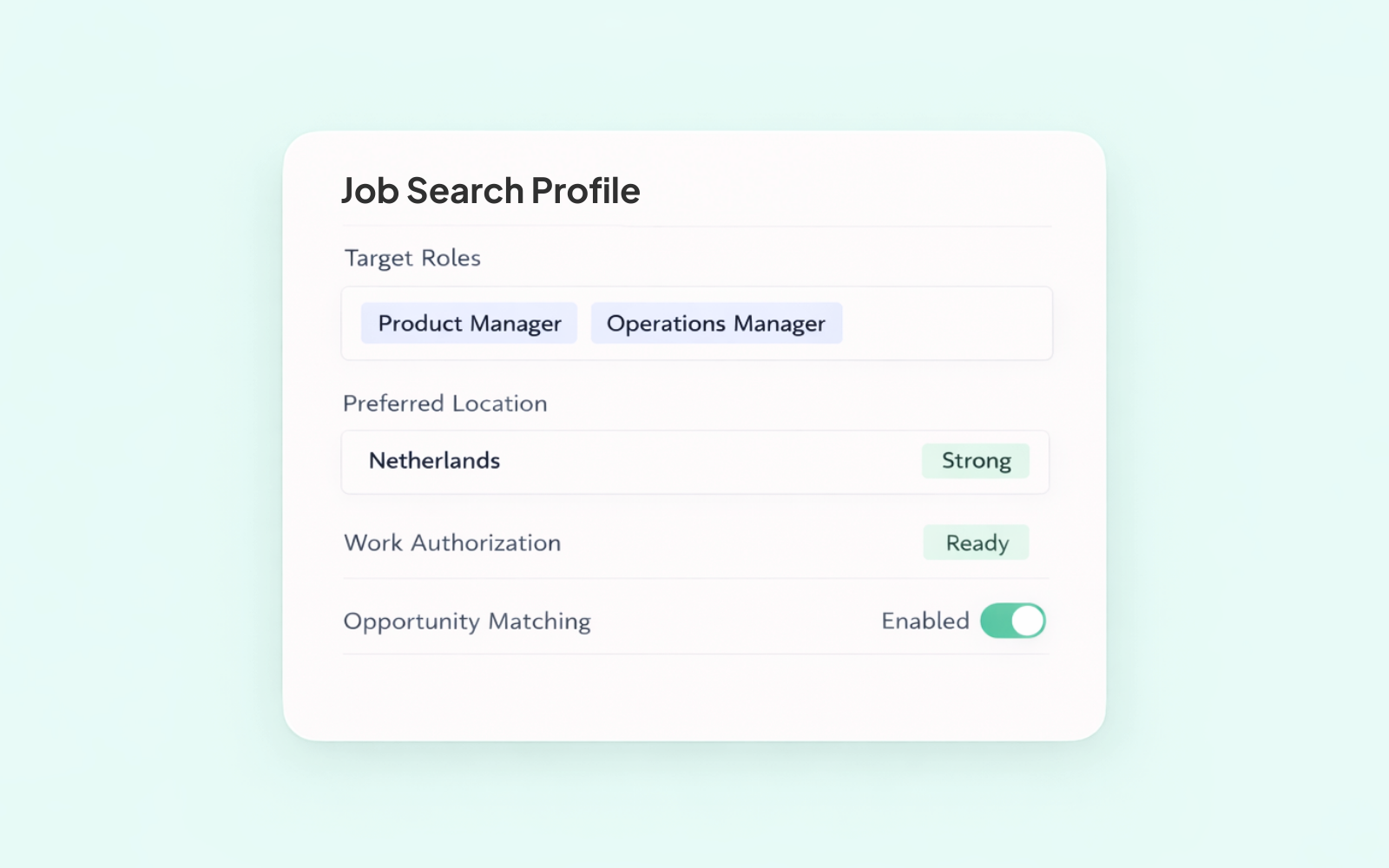Job Search Profile preview